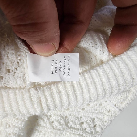 27 Miles Elegant Widel Fringe Front Sweater White Crew Neck Small EUC - Picture 4 of 10